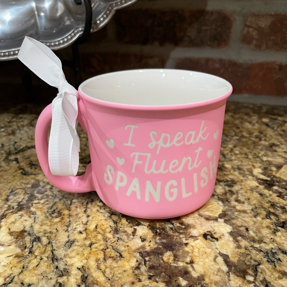 Sunday Morning Ceramics I SPEAK FLUENT SPANGLISH soft touch mug - brand new!